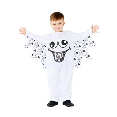 Image of Amscan 9914804 Childs Toddlers Baby Lil Ghost Fancy Dress Spooky Costume Kids Haunted Halloween (3 6 Months)
