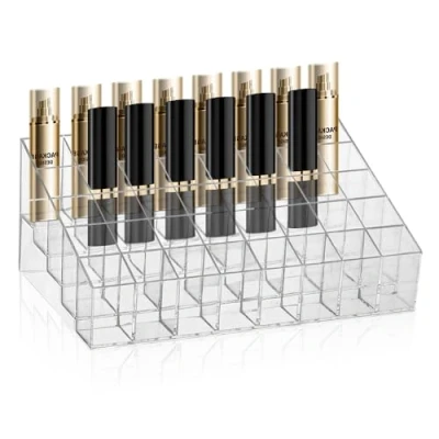 Image of KARBAG 40 Grids Lipsticks Holder Clear Lip Gloss Storage Organiser Acrylic Lipstick Nail Polish Display Jewelry Organizer Stand Cosmetic for Tubes