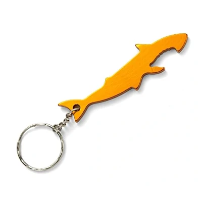 Image of Komonee Shark Gold Bottle Opener Key Chain Metal Sea Life Ring Novelty Animal Keychain Keyring