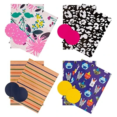 Image of Hallmark Any Occasion Wrapping Paper and Gift Tag Pack Bundle 8 Sheets Tags in 4 Designs