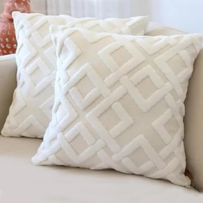 Image of HAMUR HOME Set Of 2 Cushion Covers 45 X Cm Boho Decorative Cover Sofa Pillow Cushions For Living Room Bedroom (Mila, Ecru)