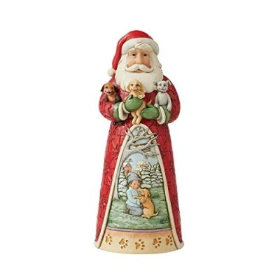 Image of Enesco Jim Shore Heartwood Creek Santa with Puppies Figurine