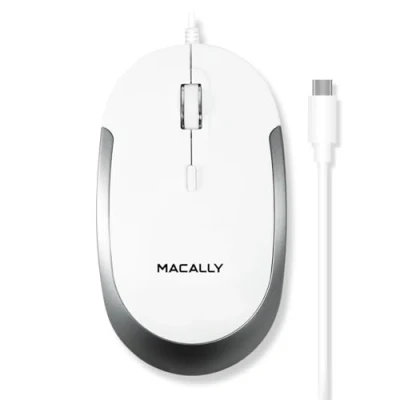 Image of Macally Wired USB C Mouse for Mac &amp; Windows 3 Button Scroll Wheel Type Comfortable Ambidextrous Design Compact with Optical Sensor DPI Switch 800/1200/1600/2400