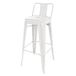 Image of Bolero Bistro Steel High Stool With Backrest White (4 pack)