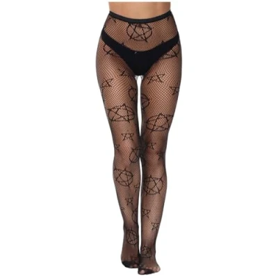 Image of Ericetion Women&#039;s Magic Array Pentagram Fishnet Stockings High Waist Pantyhose Tights Net Nylon Hosiery for