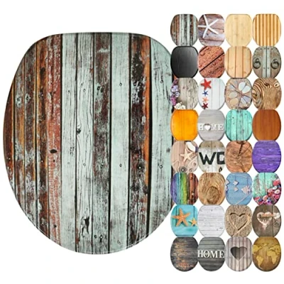 Image of Sanilo Soft Close Toilet Seat, Wide Choice of Wooden Seats, Stable Hinges, Easy to Mount (Antique)