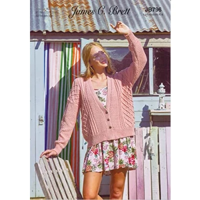 Image of James Brett Womens Double Knit Knitting Pattern V Neck Cable Sweater Jumper (JB796)