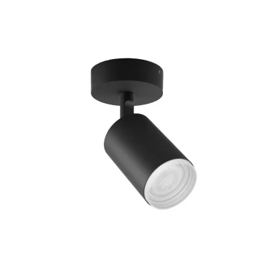 Image of Philips Hue Fugato White and Colour Ambiance Smart Single Ceiling SpotLight LED [GU10] with Bluetooth, Black. Works Alexa, Google Assistant Apple HomeKit, 915005761201