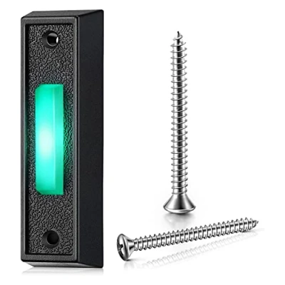 Image of 1 Wired Door Bell Push with LED Light, Button, Wall Mounted Opener Switch