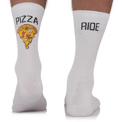 Image of TODO Cycling Socks Men and Women. Breathable Bike Socks. Funny Pizza Motif. Womens, Biking (Pizza Ride BA, 43 46)