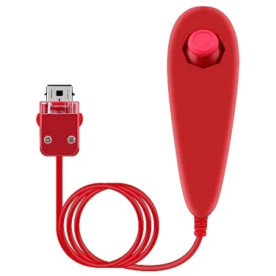Image of OSTENT Motion Based Wired Nunchuck Controller for Nintendo Wii Console Video Game Color Red