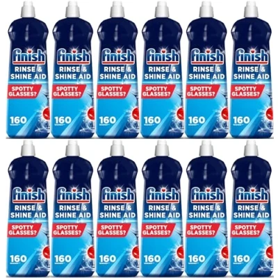 Image of Finish Dishwasher Rinse &amp; Shine Aid Original 800ml For Drier Glasses and Spot Prevention (Pack of 12)