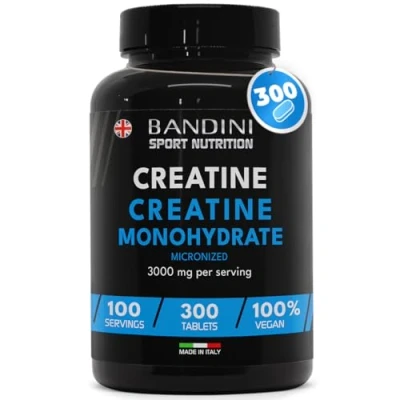 Image of Bandini® Creatine Monohydrate 3000mg 300 Tablets Supplement for Energy, Training and Gym Pre Workout Men &amp; Women Powder Alternative 100% Vegan Micronized Keto Unflavoured