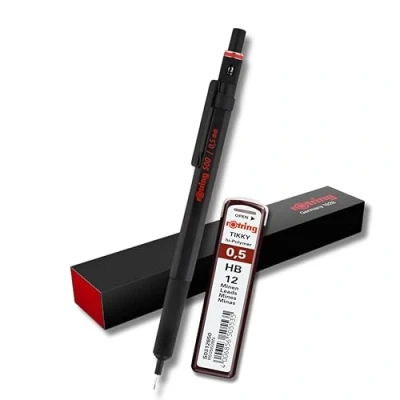 Image of rOtring 500 Mechanical Pencil 0.5mm Black Barrel + 12 x HB Refills