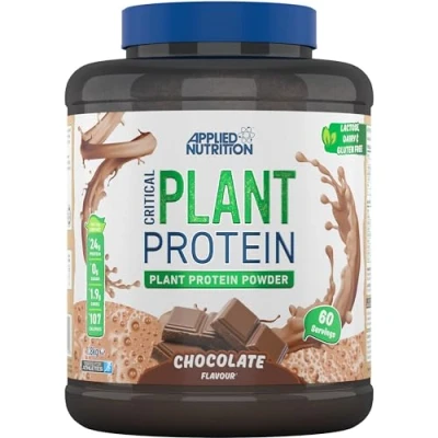 Image of Applied Nutrition Plant Protein Powder Critical Vegan Shake with SOYA, Pea, Brown Rice Proteins &amp; Essential Amino Acids Dairy Free Gym Supplement (1.8kg 60 Servings) (Chocolate)