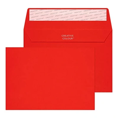 Image of Blake Creative Colour C6 114 x 162 mm 120 gsm Peel &amp; Seal Wallet Envelopes (106) Pillar Box Red Pack of 500