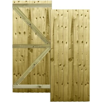 Image of H.6ft (180cm) x W.2.5ft (75cm) Pressure Treated (Tanalised) Pedestrian Garden Gate Flat Overlapping Feather Edge Boards on a Semi Braced Timber Frame Latch &amp; Hinge Pack Not Required