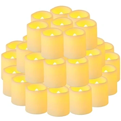 Image of Yakpo 48 Pack 3.8cm x 4.6cm Tea Light Candles Battery Operated, Flameless Flickering LED Votive Candle, Electric Flicker Flame Fake Tealights Bulk for Christmas Wedding Halloween Party Decorations