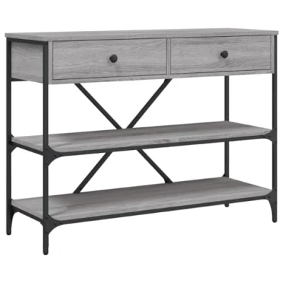 Image of vidaXL Console Table with Drawers and Shelves Grey Sonoma Engineered Wood