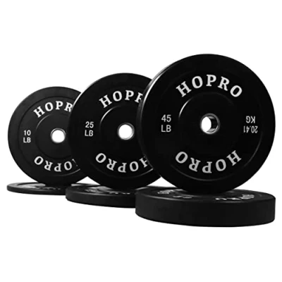 Image of BalanceFrom HoPro Olympic Bumper Plate Weight with Steel Hub, Pairs or Sets, Black