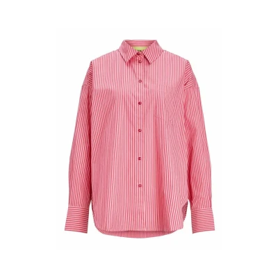 Image of JJXX Women&#039;s Jxjamie Ls Relaxed Poplin Shirt Noos, Cerise/Stripes:Stripe, S