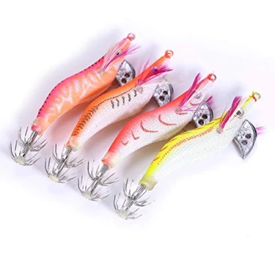 Image of 4Pcs Luminous Plastic Shrimp Bait Lure Set Shape Squid Jig Lures Crawfish Fishing Accessory