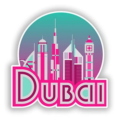 Image of 2 x 15cm/150mm Dubai Vinyl Stickers Travel Luggage #10696