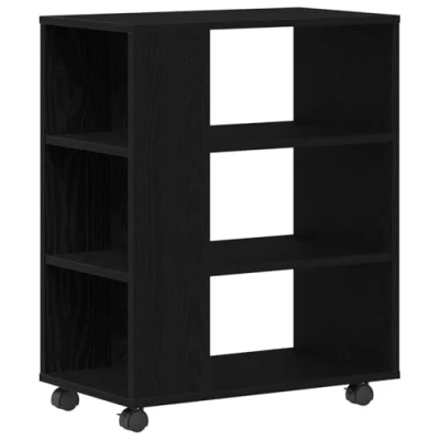Image of vidaXL Black Oak Storage Cabinet Engineered Wood, 60x35x75 cm, with Wheels for Office/Living Room