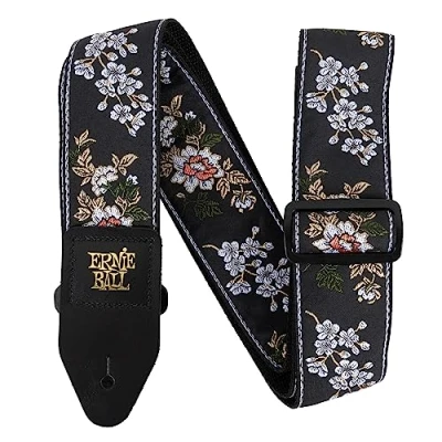 Image of Ernie Ball Jacquard Guitar/Bass Strap White Blossom