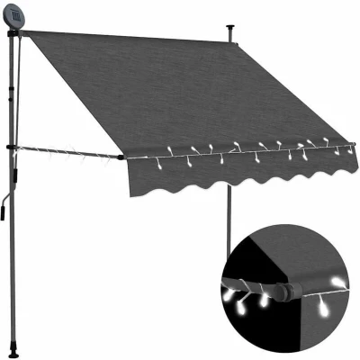 Image of vidaXL Manual Retractable Awning with LED 200 cm Anthracite