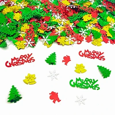 Image of Christmas Confetti Glitter Sprinkles for Xmas Party Table Scatters Decoration Winter Wonderland Santa Festive Supplies Metallic Foil 45g 1.6OZ 1100Pcs