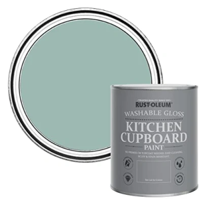 Image of Rust Oleum Blue Kitchen Cupboard Paint in Gloss Finish Coastal 750ml