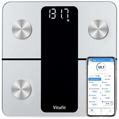 Image of Vitafit Smart Scales for Body Weight and Fat, Weighing Professional Since 2001, Digital Wireless Bathroom BMI Water Muscle Sync App,28st/180kg/400lb,Silver