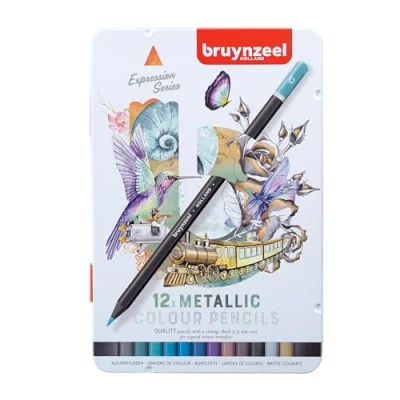 Image of Bruynzeel Expression Colour Pencils 12 Piece Set in Tin, Metallic