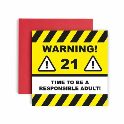 Image of Huxters 21st Birthday Card for him Funny Cards Men Warning Happy son Brother Nephew Grandson (21st)