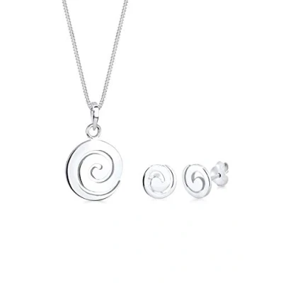 Image of Elli Women&#039;s 925 Sterling Silver Xilion Cut Set Spiral Jewellery 45cm length