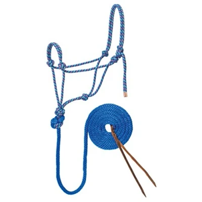 Image of Weaver Leather Diamond Braid Rope Halter and Lead, Blue/Orange/Lime, 10feet