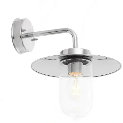 Image of Addison Outdoor Wall Polished Stainless Steel &amp; Clear Glass 1 Light Dimmable IP44 E27