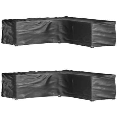 Image of vidaXL L Shaped Garden Furniture Covers 2 pcs 16 Eyelets 285x285x70 cm