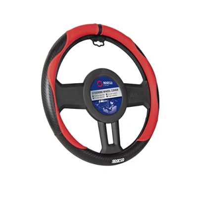 Image of SPARCO S128 Steering Wheel Cover Red and Black PVC Plus Rubber