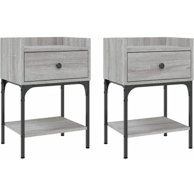 Image of vidaXL Bedside Tables 2 pcs Grey Sonoma 40.5x31x60 cm Engineered Wood