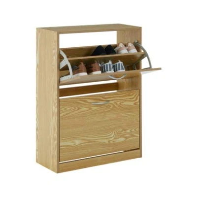 Image of Premier Housewares Shoe Storage Cabinet, MDF, Brown, One Size