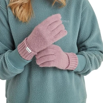 Image of TOG24 Bosen Rib Turn Up Gloves Supersoft &amp; Warm In Faded Pink Ideal For Winter