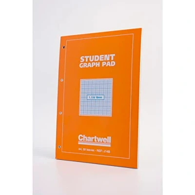 Image of Clairefontaine Ref J14BZ Chartwell Graph Pad (Contains 50 Sheets) A4 (210 x 297mm) Sized, 1, 5 &amp; 10mm Square Rulings, 70gsm Punched Paper, FSC Certified