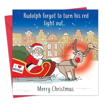 Image of Twizler Funny Christmas Card Amsterdam Santa Merry Cards Xmas Mens for Him Husband Dad Son Womens Her Wife Mum Daughter