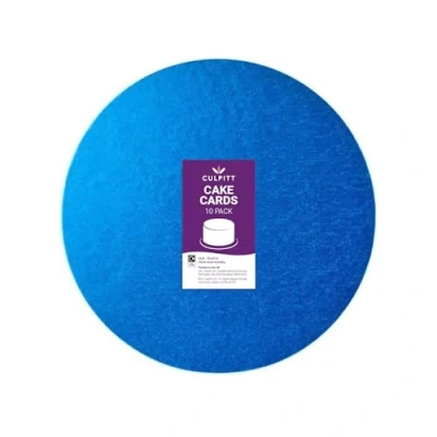 Image of Culpitt 7&quot; Round Cake Boards Blue 2.7mm Cards For Celebration Cakes, Birthday Treats, Tiers, Cupcakes, and More! 7 inch, Pack Of 10