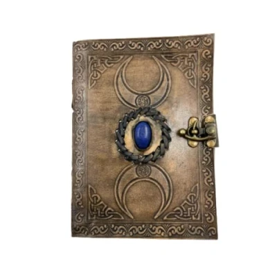 Image of OVERDOSE Vintage Moon Stone Leather Journal Antique Handmade Edge Paper Bound Sketchbook Drawing Design 5&quot;x7&quot; inches 12 x 17cm
