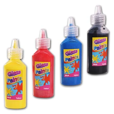Image of 4Pc Glass Paints Set Vibrant, Fast Drying, Washable &amp; Raised