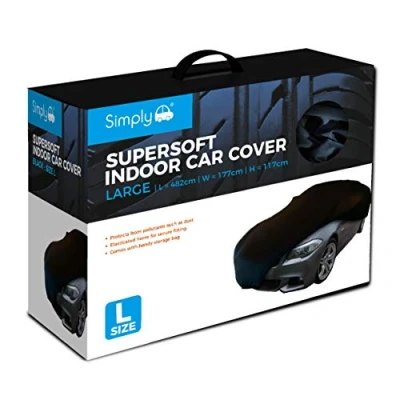 Image of Simply SWCC3 Supersoft Indoor Cotton Car Cover Large, Black