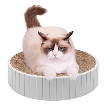 Image of Cardboard Cat Scratcher Bed, Scratching Pads, Reversible Round Board for Indoor Cats Grinding Claw, Bed Bowl Nest Furniture Carpets Sofas Protection